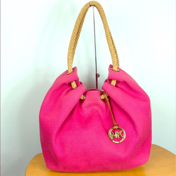 MICHAEL Michael Kors Handbags - Michael Kors 🌺 Pink Canvas Marina Drawstring Bag